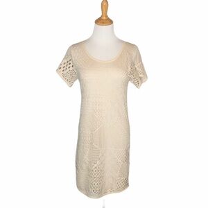 Ecote beige/Cream Crochet Woven Dress small